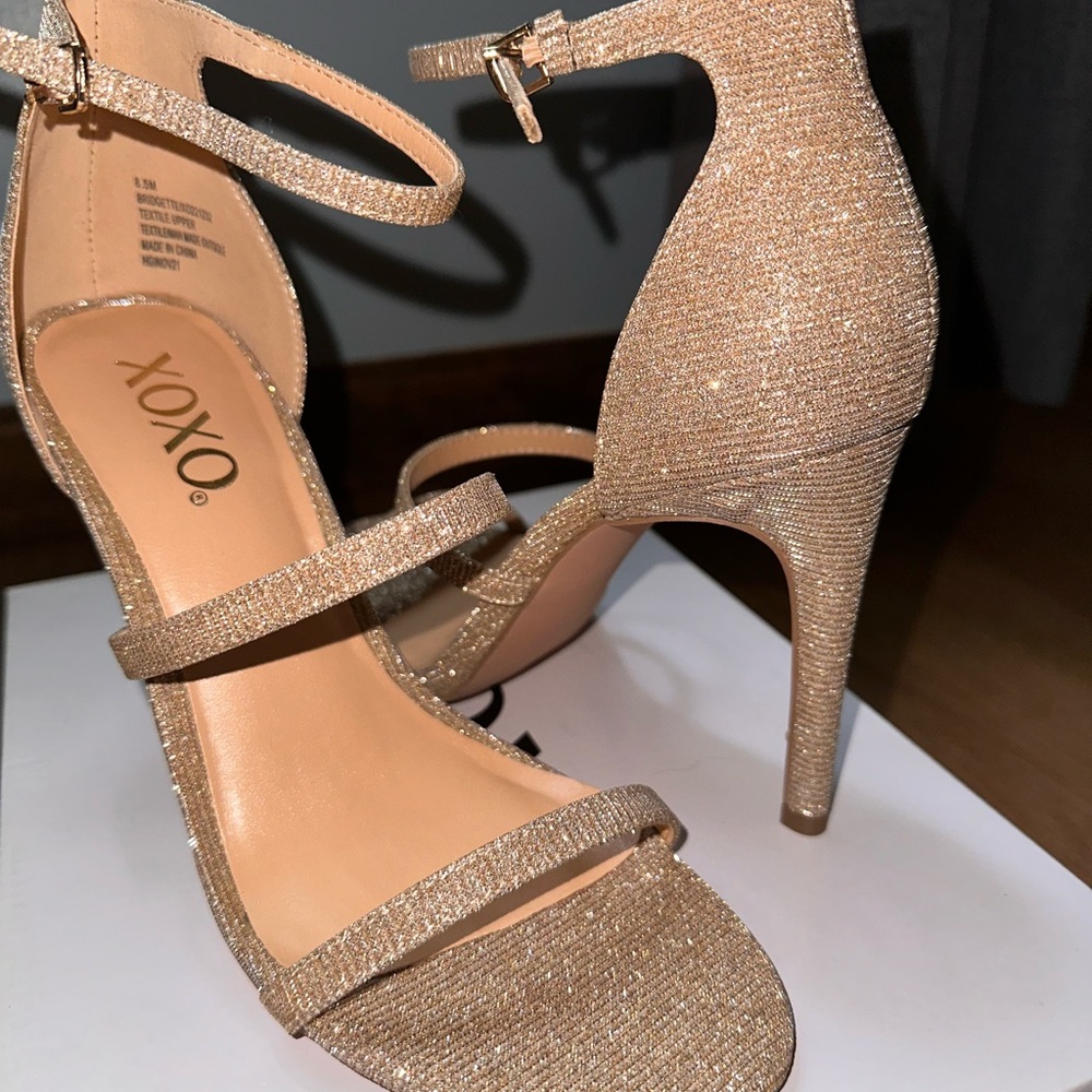 XOXO Glittering Gold Strappy Heels
